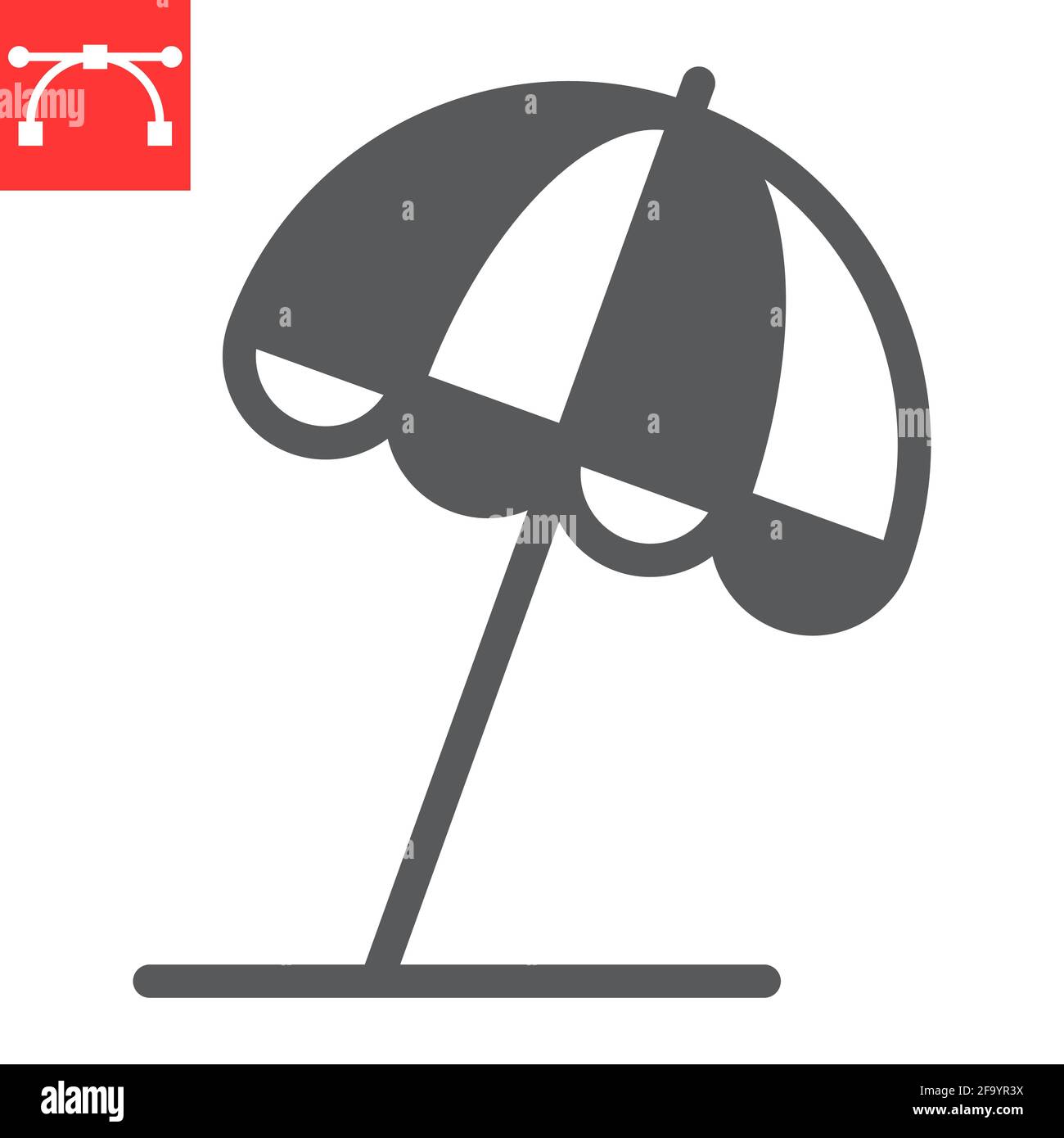 Beach umbrella glyph icon Stock Vector
