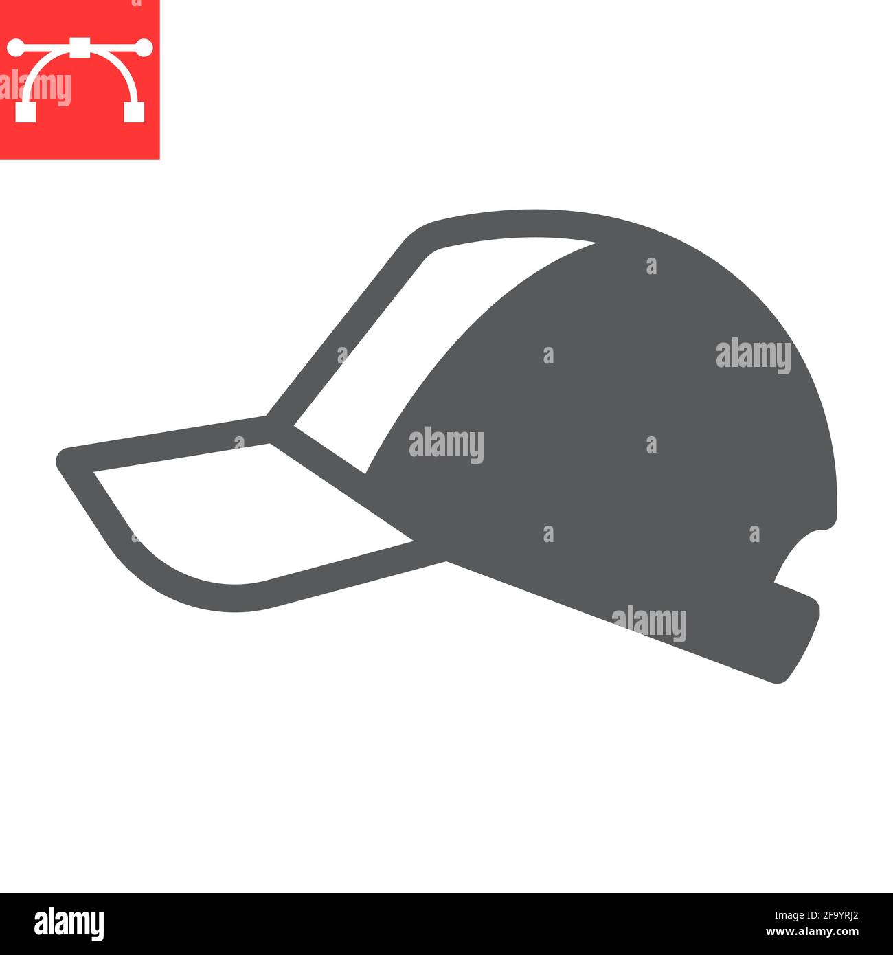 Baseball cap glyph icon Stock Vector