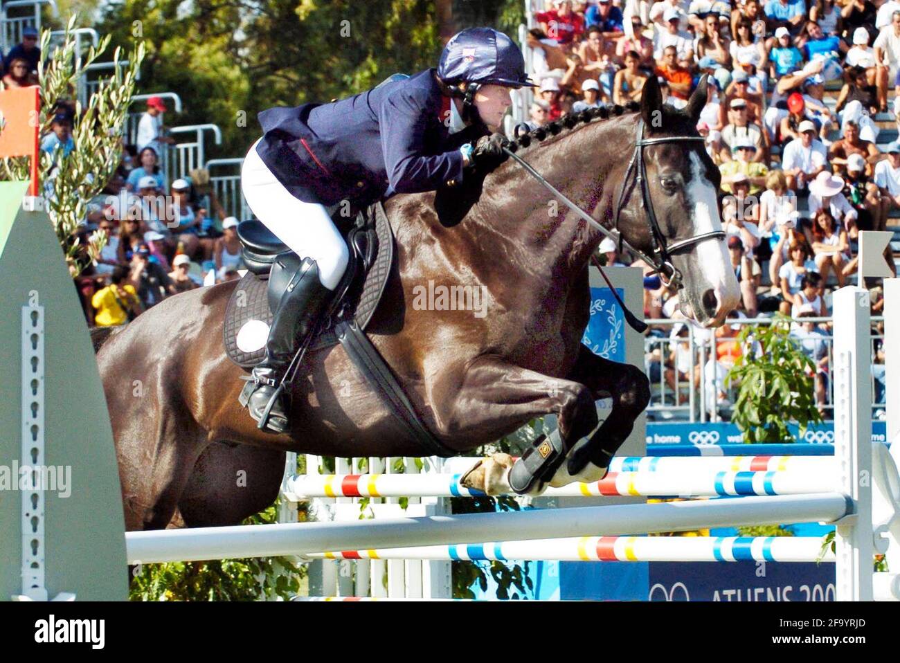 OLYMPIC GAMES IN ATHENS 2004. 27/8/2004 MODEN PENTATHLON WOMAN'S RIDING KATE ALLENBY (GB) PICTURE DAVID ASHDOWNOLYMPIC GAMES ATHENS 2004 Stock Photo