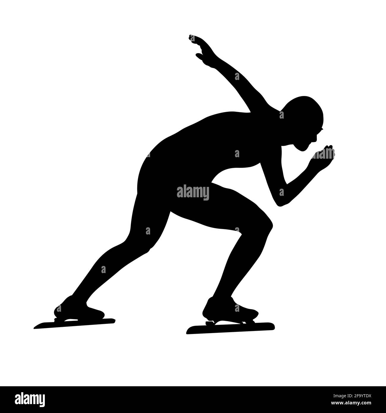 male speed skater athlete black silhouette in sports race Stock Photo