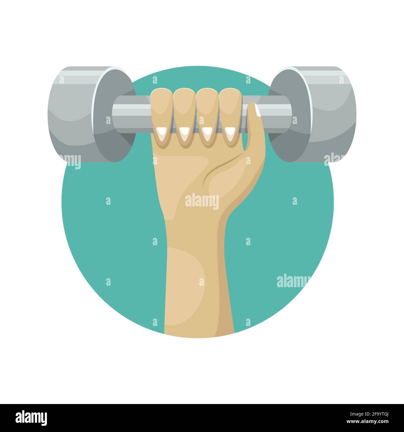 Vector illustration of dumbbells in hand. Sports equipment Stock Vector Image & Art Alamy