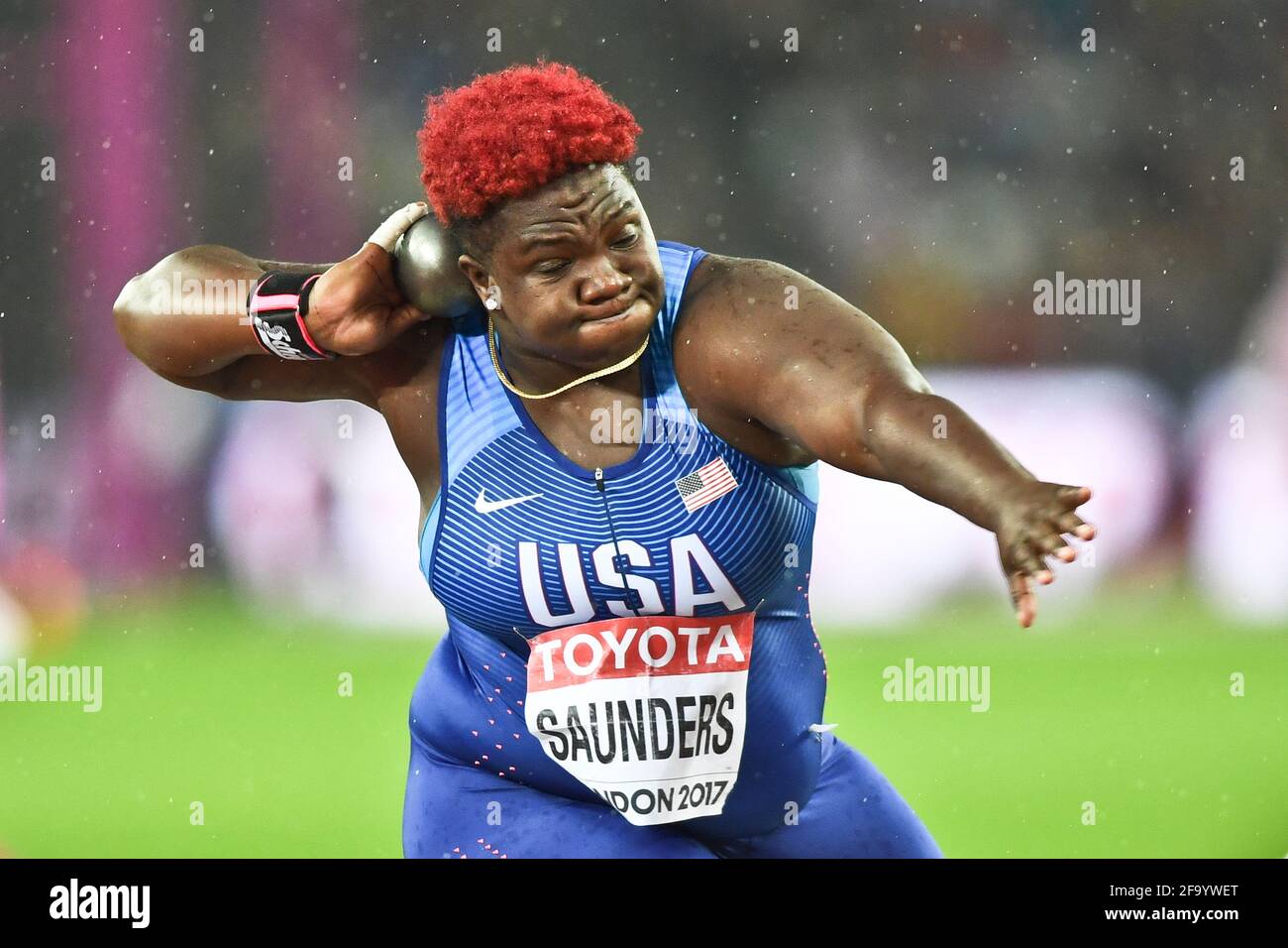 Raven Saunders (USA). Shot Put women Final. IAAF World Championships, London 2017 Stock Photo