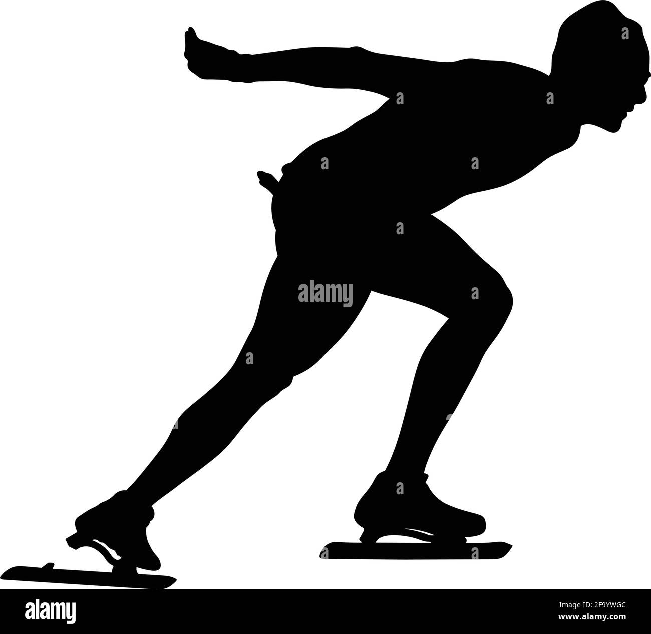 speedskater athlete black silhouette on white background Stock Vector