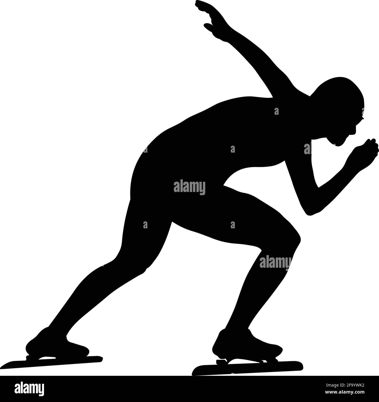 male speed skater athlete black silhouette in sports race Stock Vector