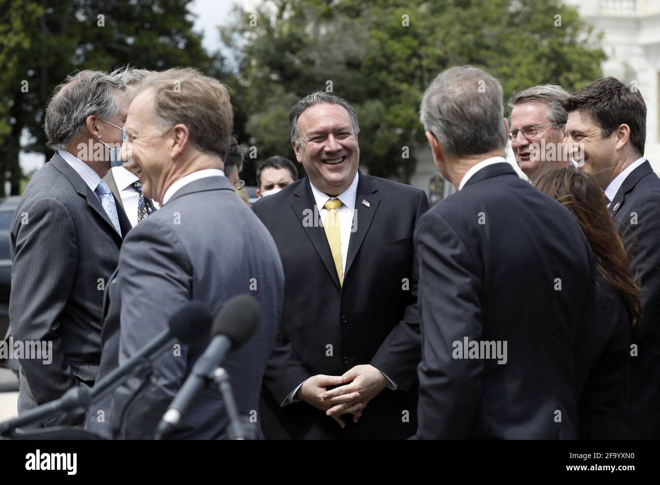 Former U.S. Secretary of State Mike Pompeo speaks members of the Republican Study Committee before introducing the Maximum Pressure Act against Iran on Capitol Hill in Washington on April 21, 2021. Photo by Yuri Gripas/ABACAPRESS.COM Stock Photo