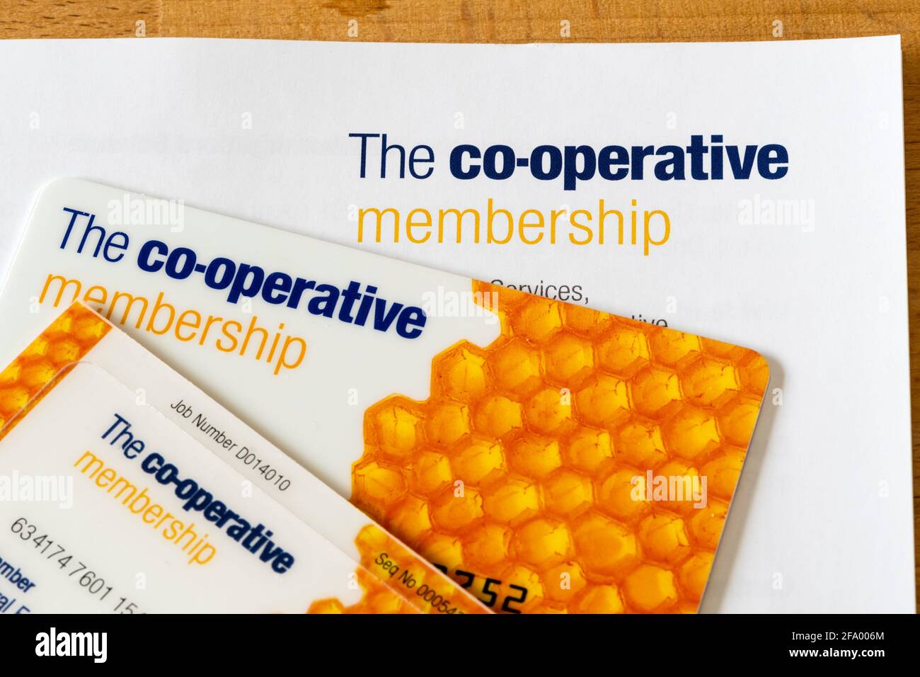 Co-operative membership card.  NB: Data anonymised. Stock Photo