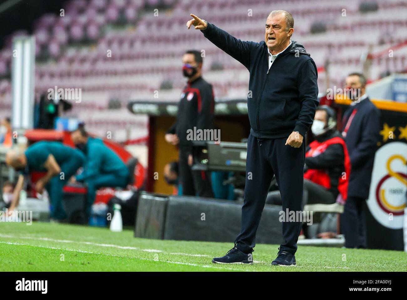 ISTANBUL, TURKEY - APRIL 21: Coach Fatih Terim of Galatasaray during the  Super Lig match between Galatasaray