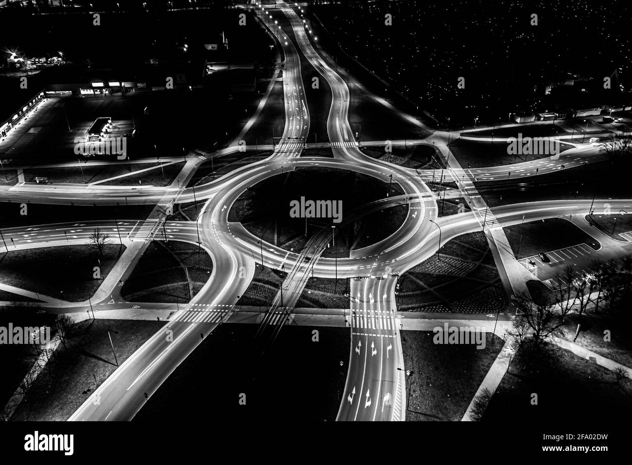 Arial top view of Modern transportation with Expressway, Road and