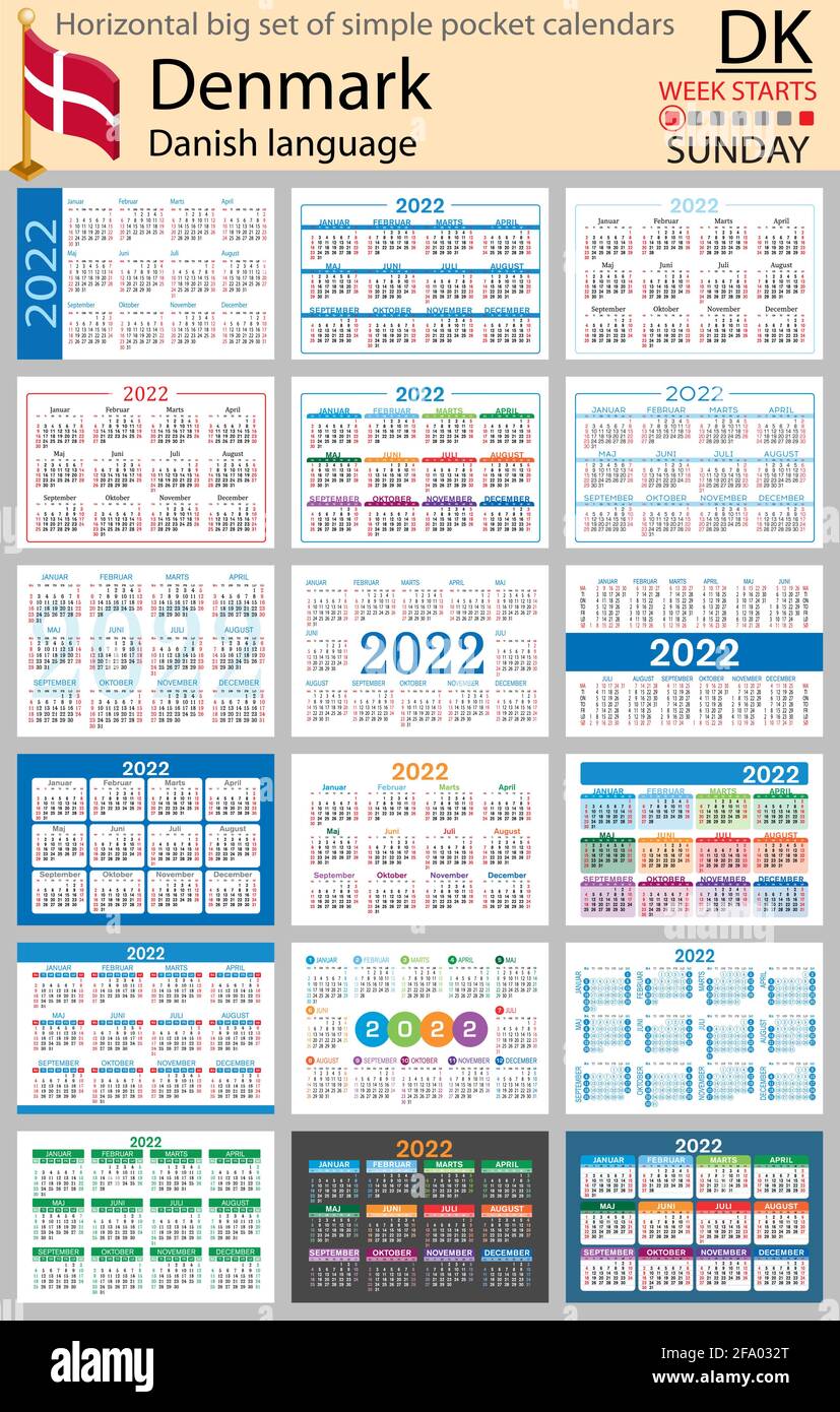 Denmark horizontal Big set of pocket calendars for 2022 (two thousand
