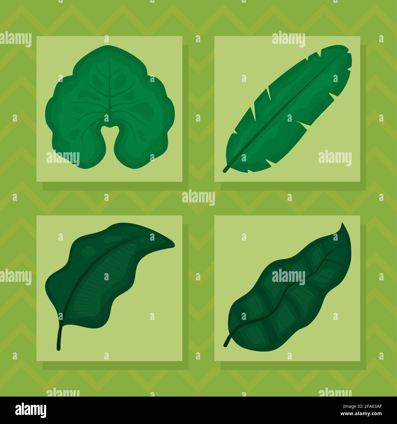 green tropical leaves icon set Stock Vector Image & Art - Alamy
