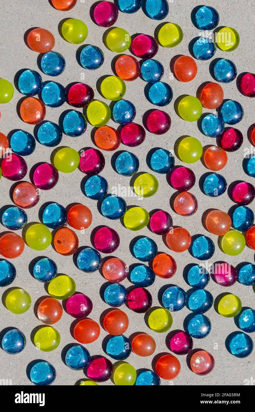 Colorful glass beads on white background. Stock Photo