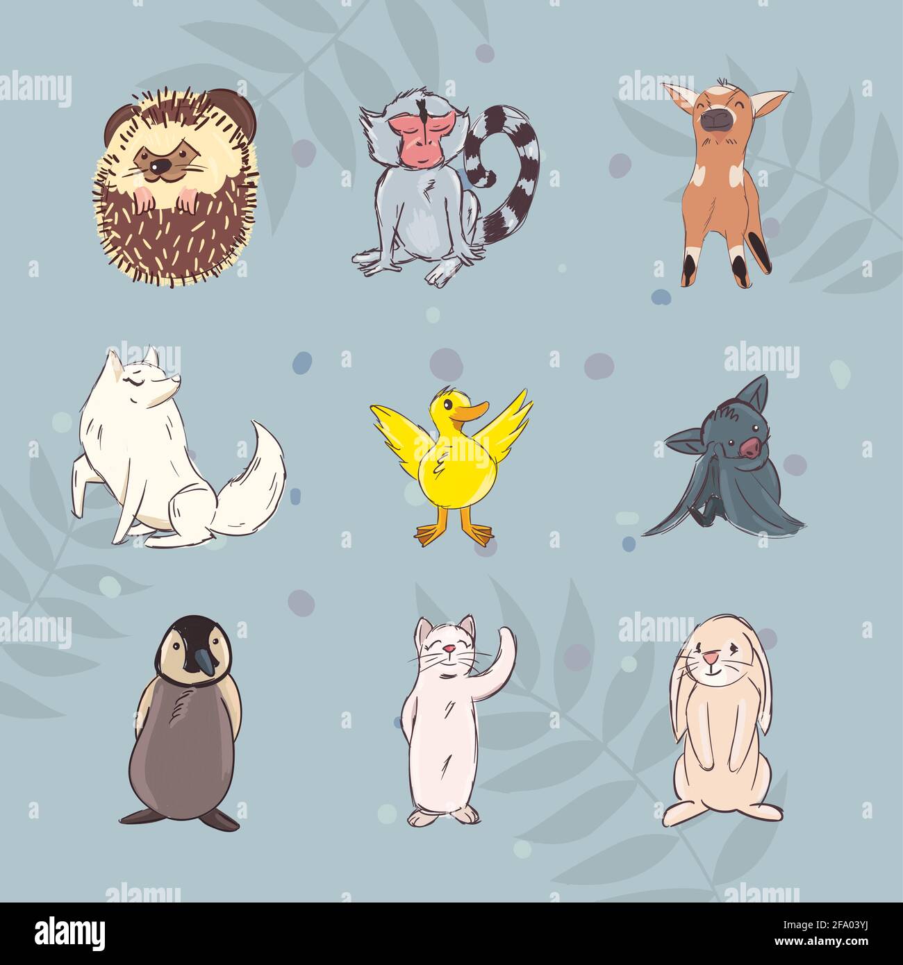 Cute animals cartoons icon set Stock Vector Image & Art - Alamy