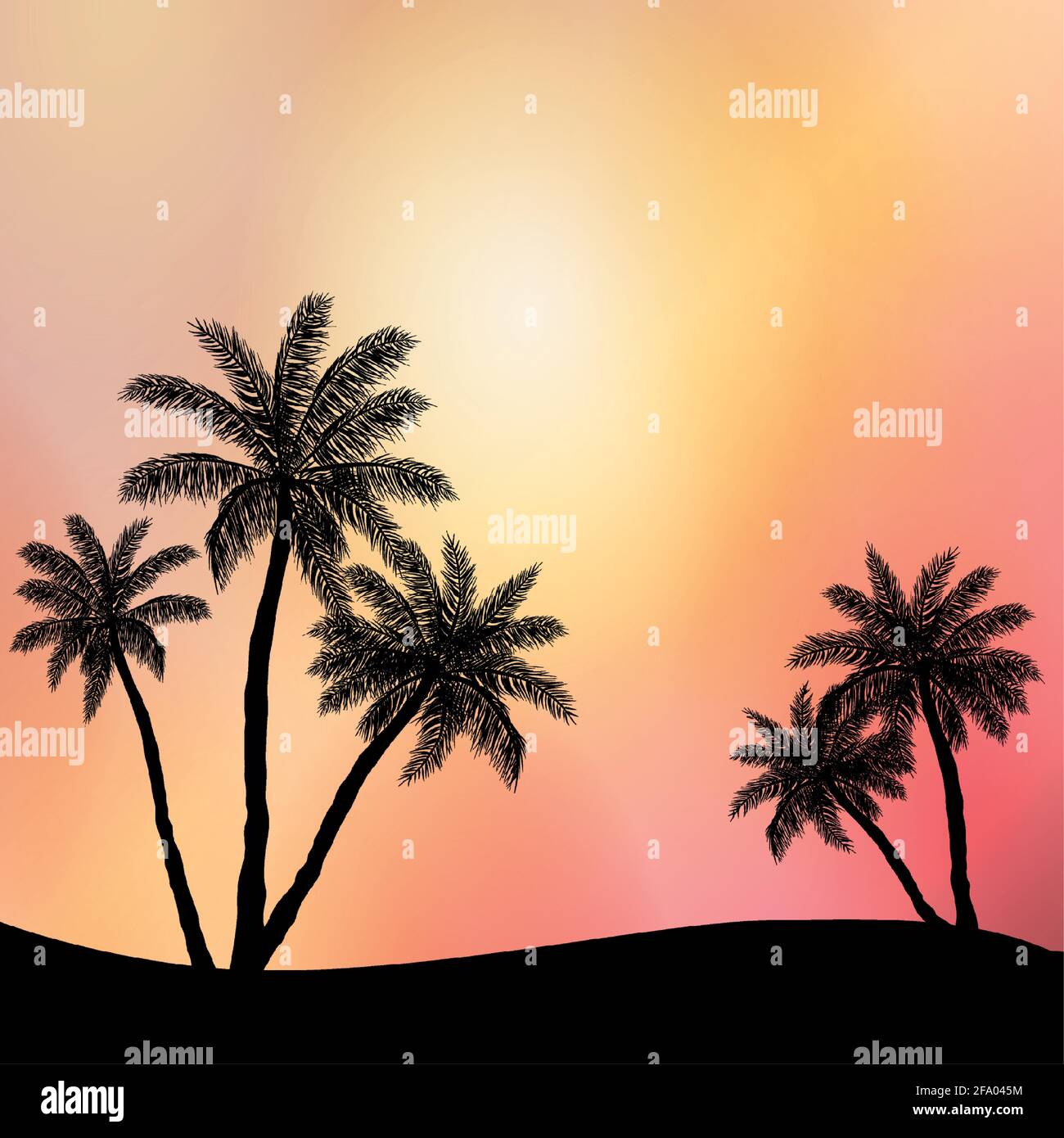 Realistic sea sunset on the background of palm trees - Vector ...