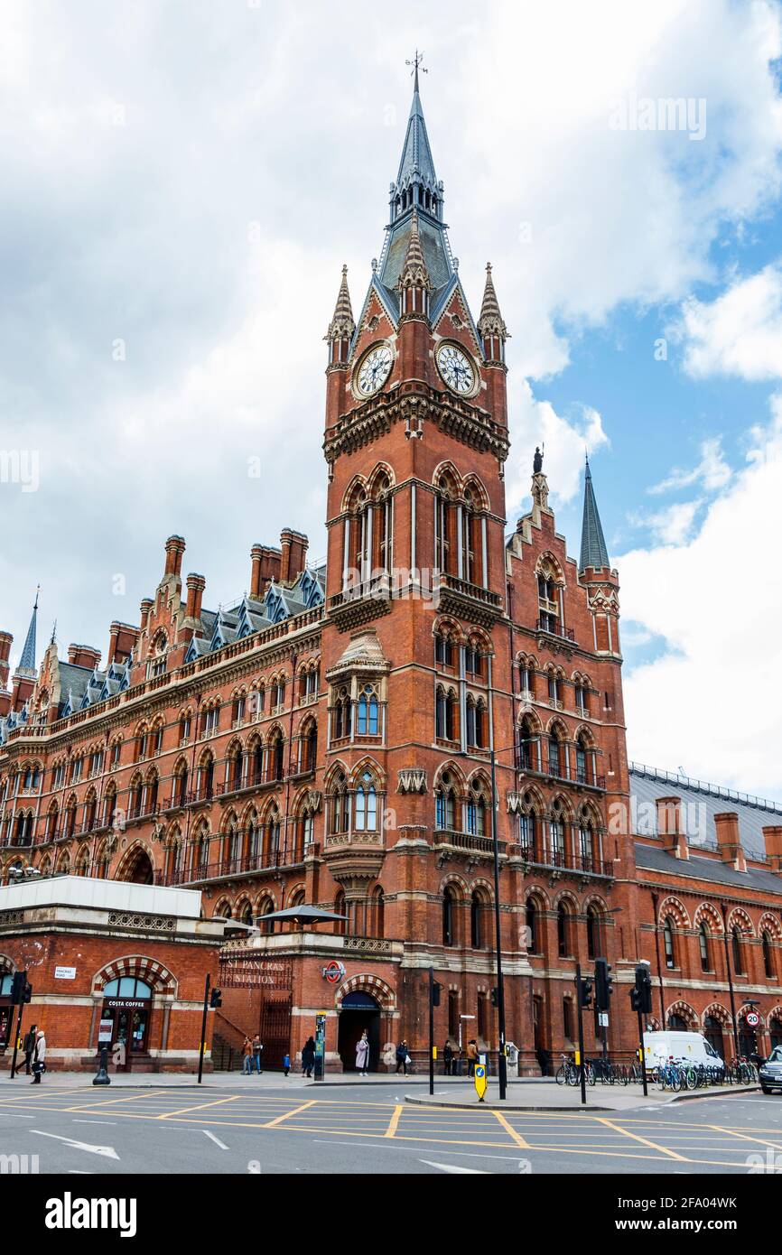 The Renaissance London Hotel above St. Pancras station, London, UK, designed by George Gilbert Scott and opened originally in 1873 Stock Photo