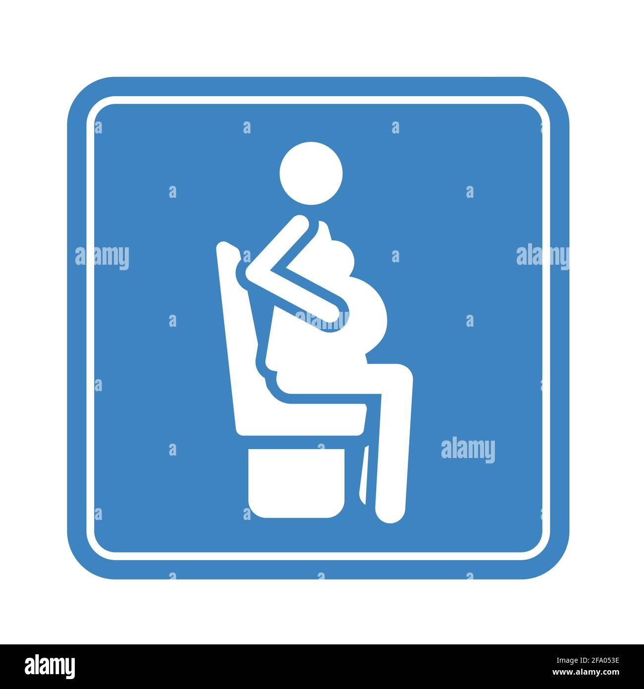 Sitting pregnant woman detailed blue icon for public transport isolated on the white background Stock Vector