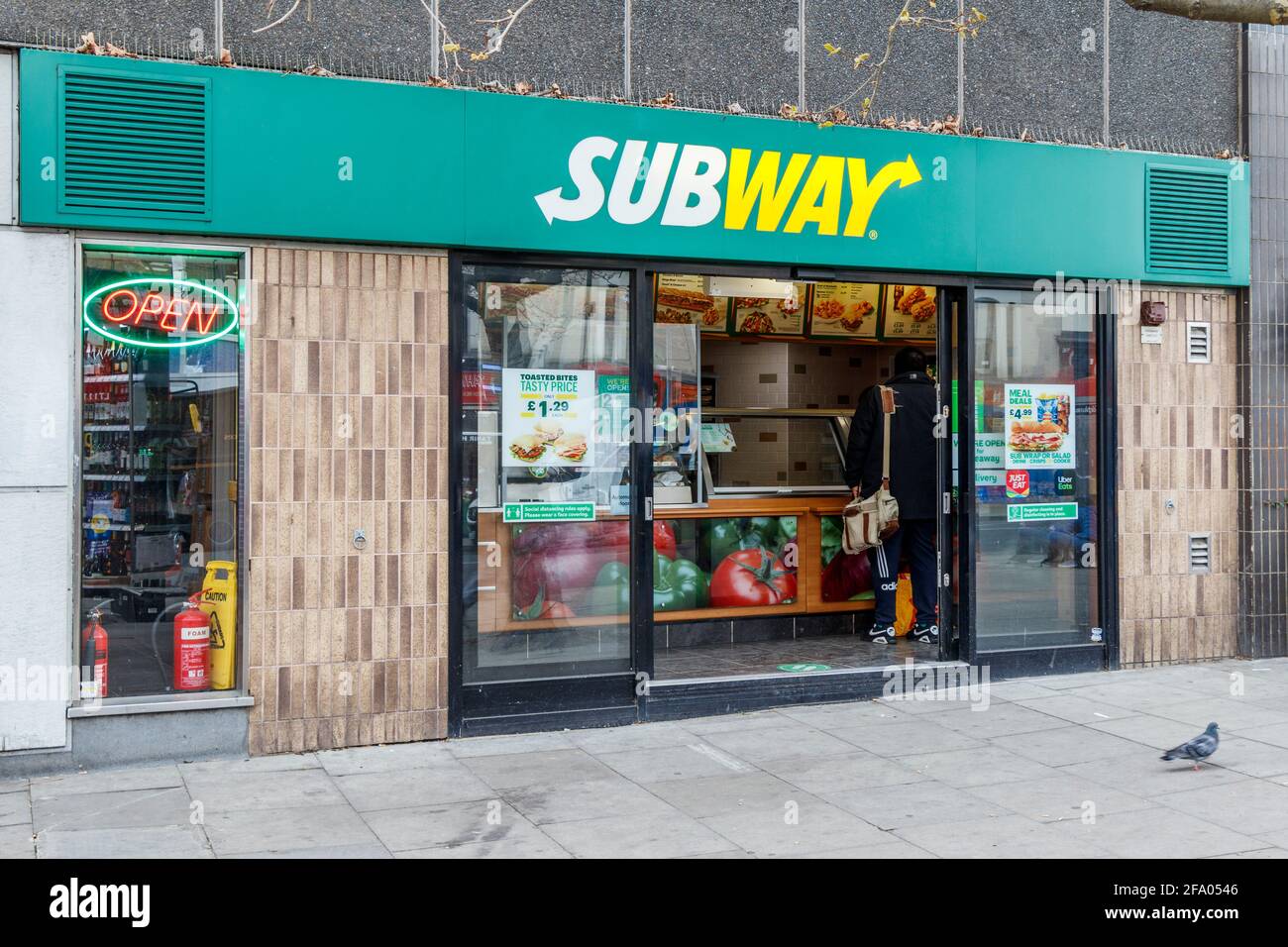 A branch of Subway fast food outlet on Junction Road in Archway, North Islington, London, UK Stock Photo