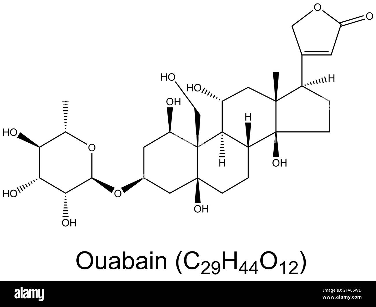 Ouabain g-strophanthin molecule chemical formula Stock Photo