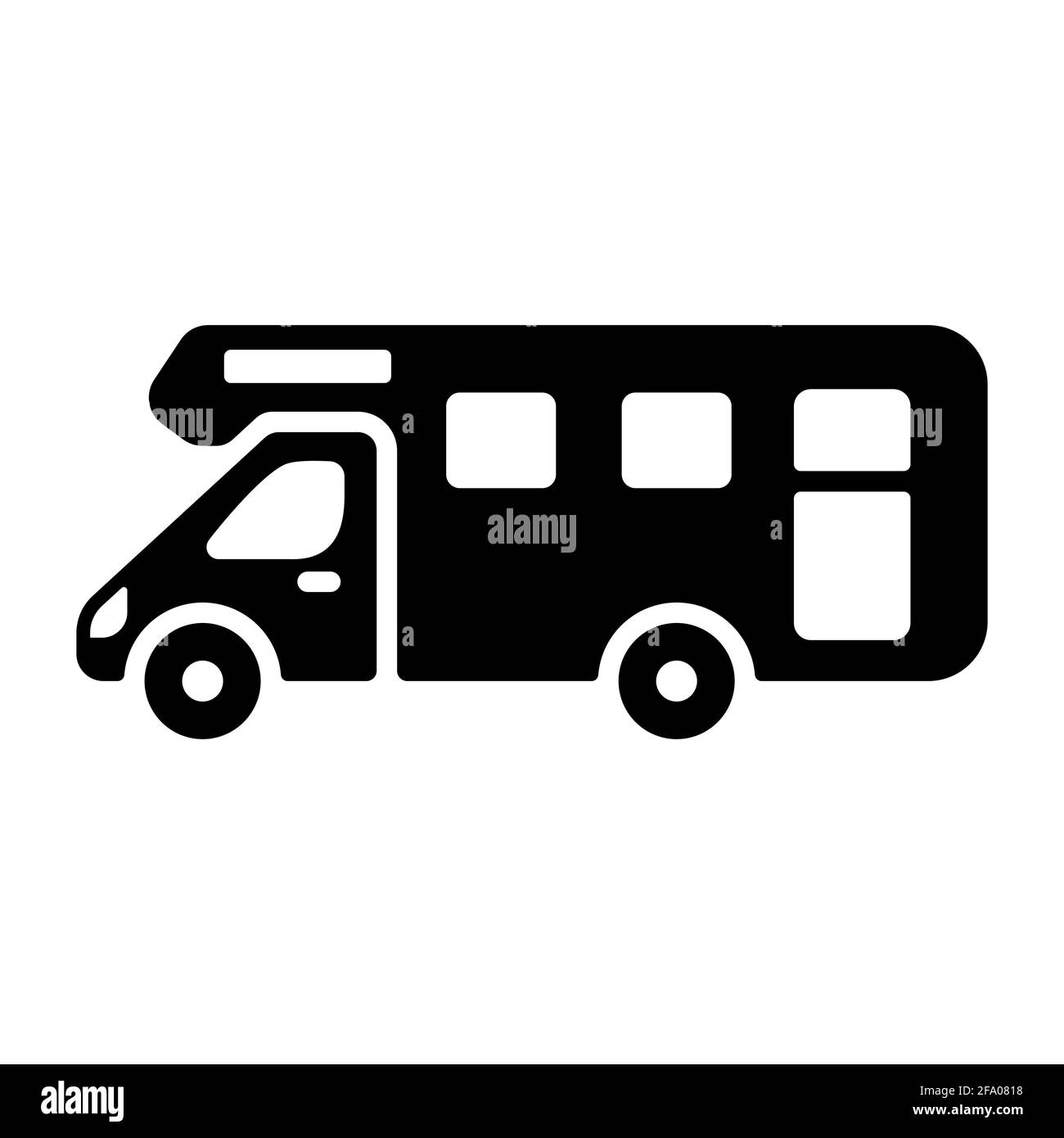 Mobile home Motor home Caravan Trailer Vehicle flat vector glyph icon ...