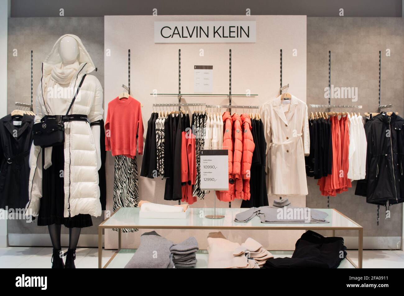 Moscow, Russia, November 2020: Corner of the Calvin Klein brand
