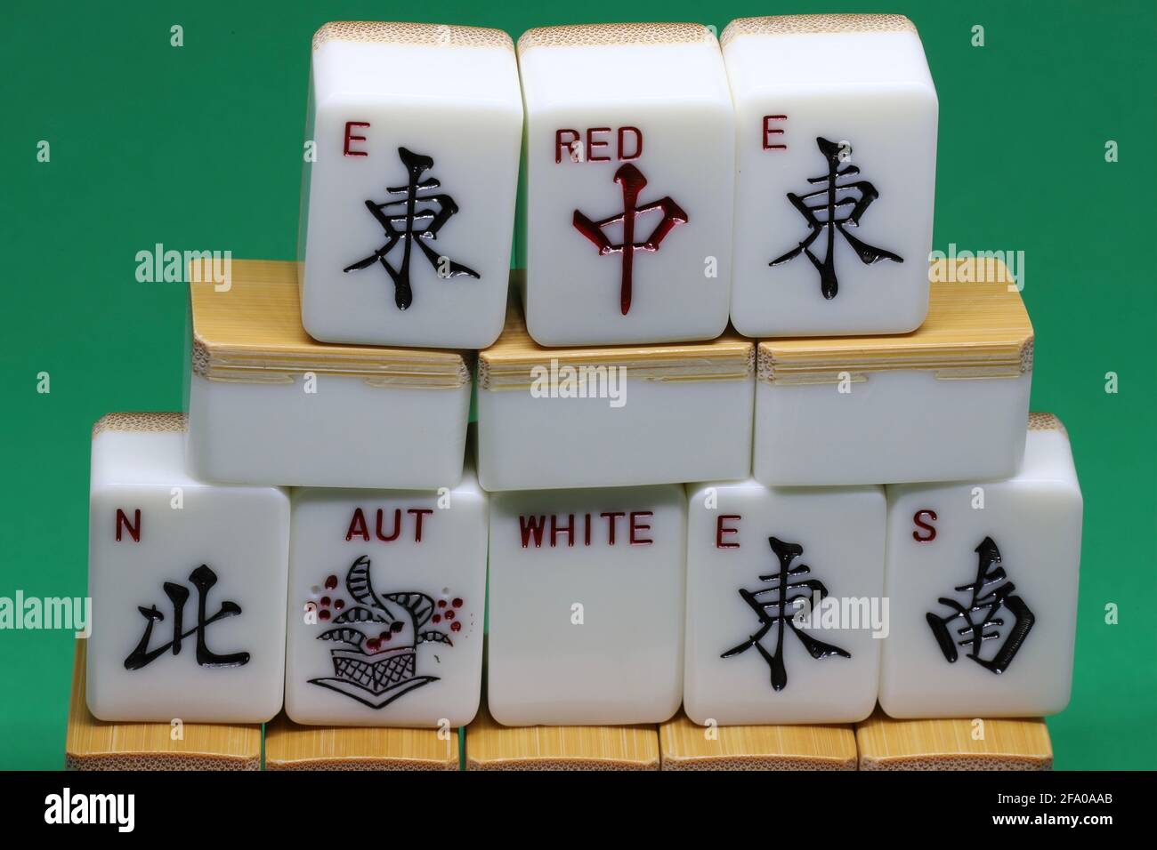 Traditional Mah Jong game tiles Stock Photo