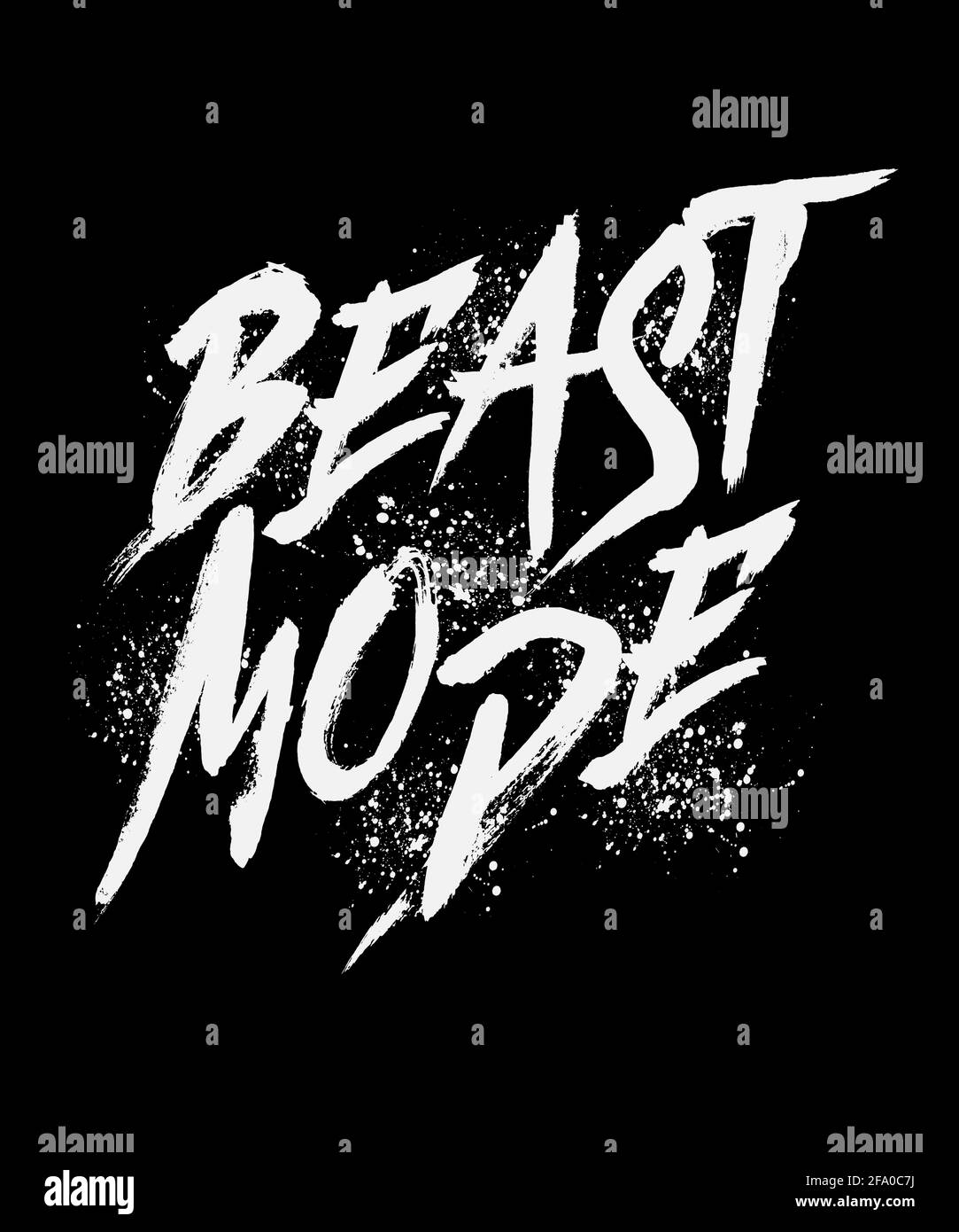 Beast mode word hand lettering. brush style letters on isolated
