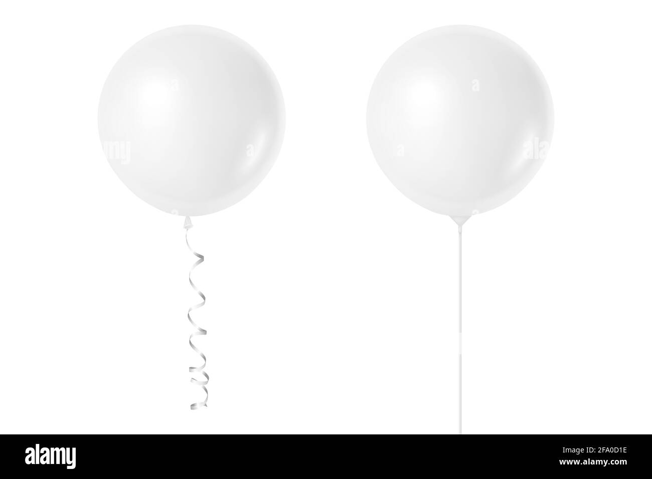Vector 3d Realistic White Balloon Set Isolated on White Background ...