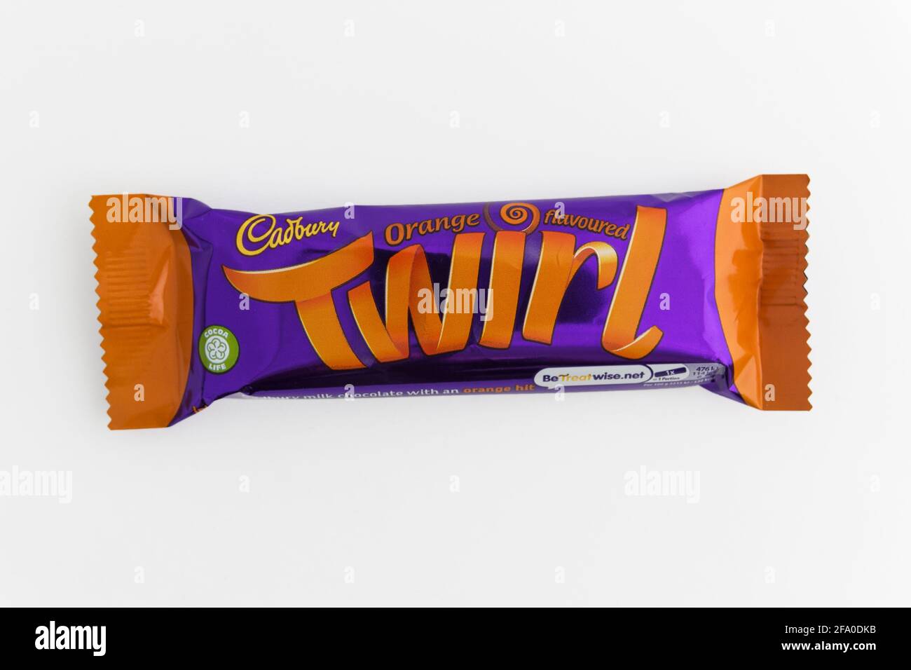 Cadbury orange twirl bar on a white background Stock Photo
