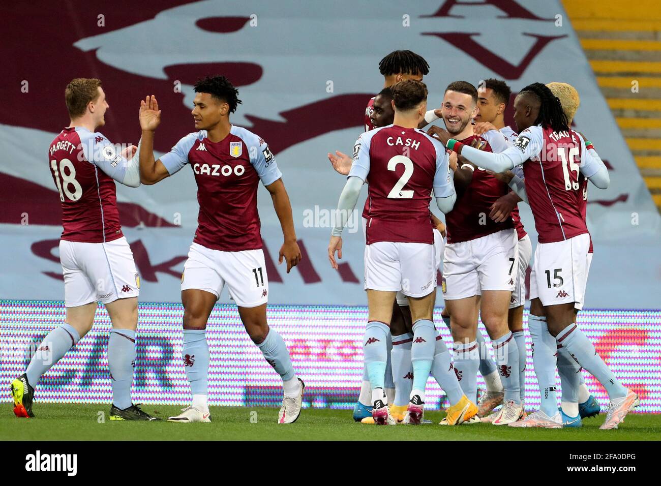 Aston Villa's John McGinn (fourth right) celebrates after scoring the opening goal during the Premier League match at Villa Park, Birmingham. Picture date: Wednesday April 21, 2021. Stock Photo