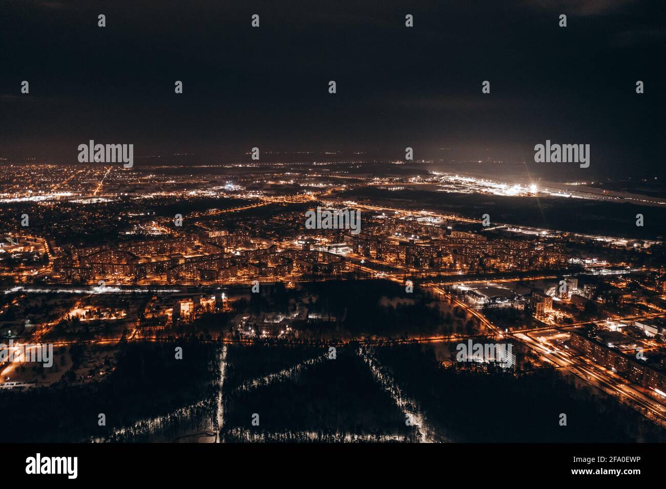 Aerial view of Riga at night Stock Photo - Alamy