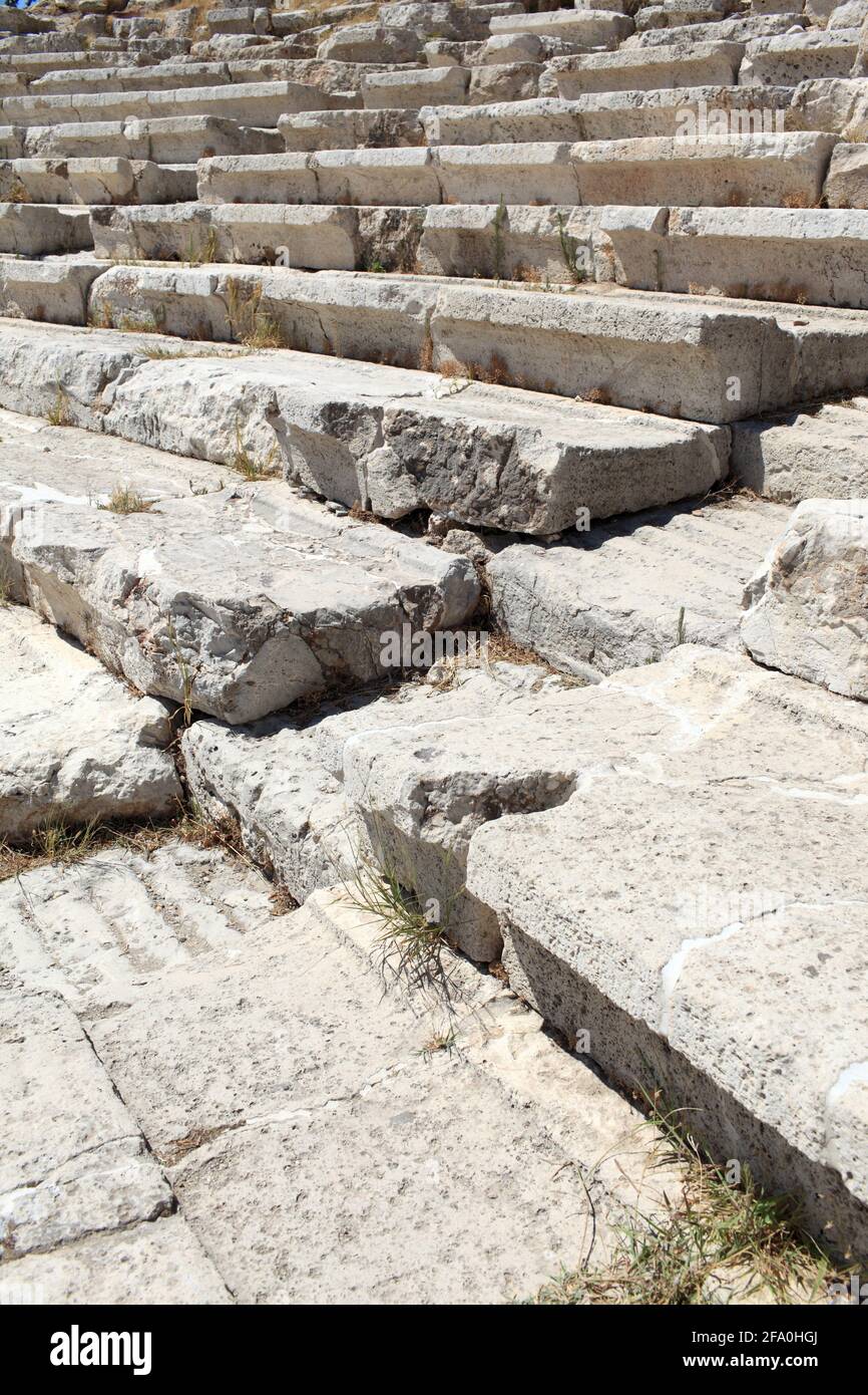 Element of Theater of Dionysus nearby on the southwest slope of the Acropolis, Athens, Greece Stock Photo