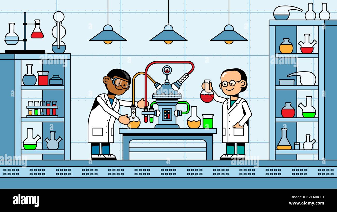 Scientists chemists make an experiment in chemical laboratory Stock Vector  Image & Art - Alamy
