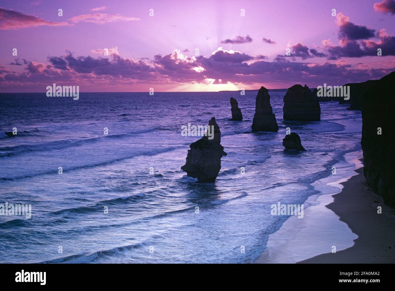 Australia. Victoria. Warrnambool region. Port Campbell National Park coast. Twelve Apostles rock formations rock pillars. Stock Photo