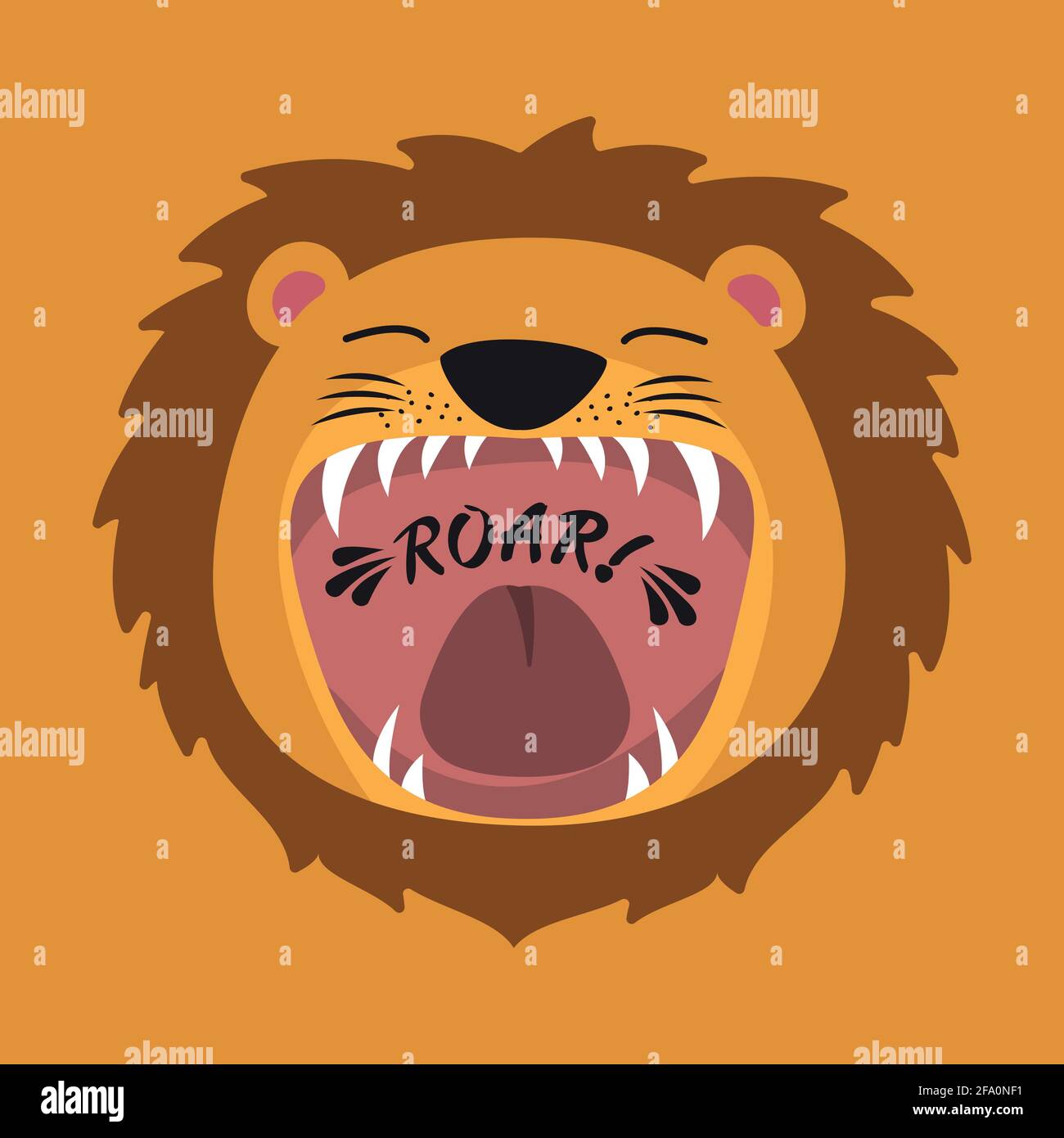Cute cartoon lion with open mouth roaring Stock Vector Image & Art - Alamy