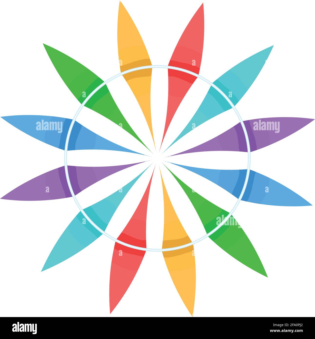 The flower frame is round with multicolored flags .Vector illustration Stock Vector