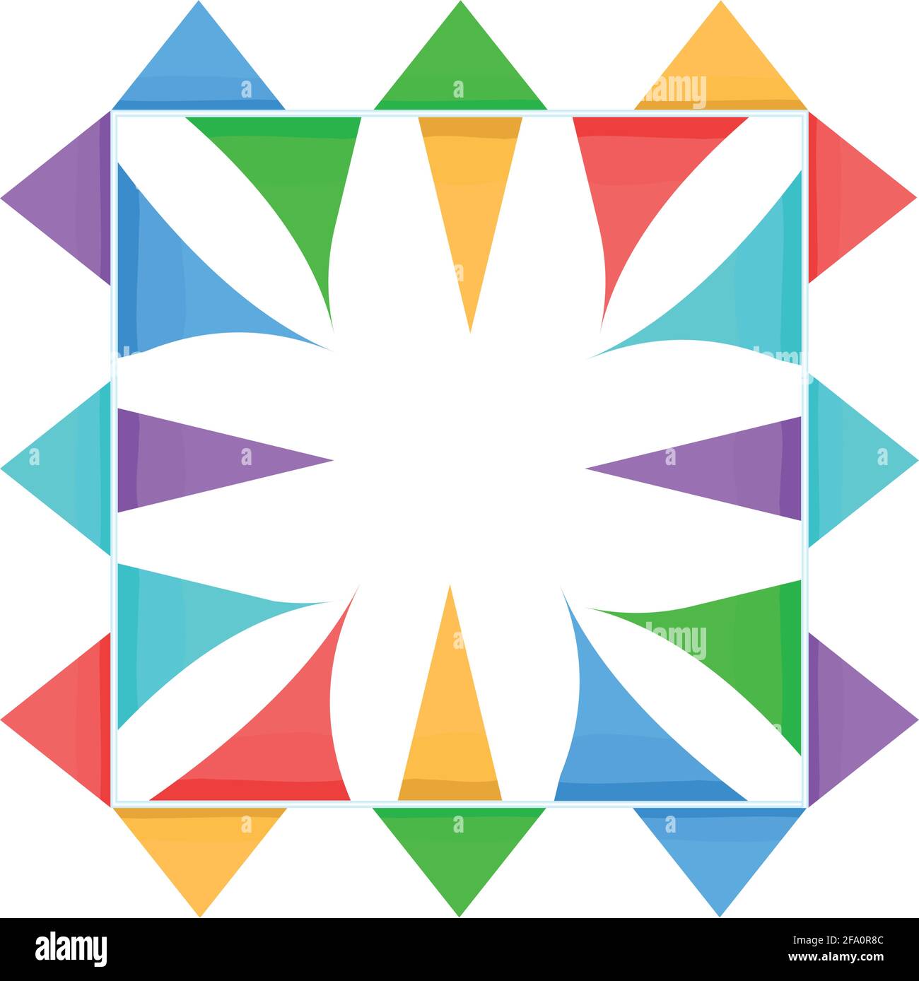 The frame is square with multicolored flags . Triangular colored flags adorn the square frame. Vector illustration Stock Vector