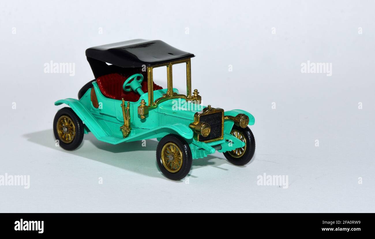 Toy diecast model of a Yellow 1911 Maxwell Roadster Y 14 a Matchbox yesteryear product by Lesney with white background Stock Photo Alamy