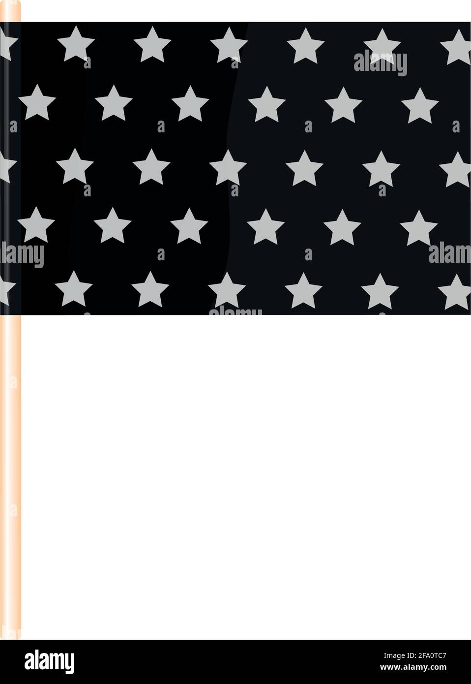 Black flag with stars on a wooden flagpole. Vector illustration Stock