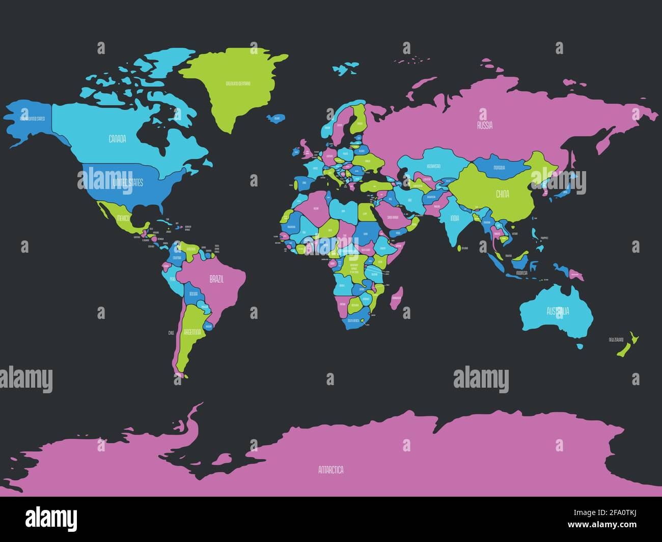 Simplified smooth border World map Stock Vector