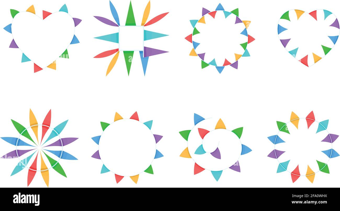A set of frames with colored checkboxes. Round, square and heart-shaped frames. Vector illustration Stock Vector