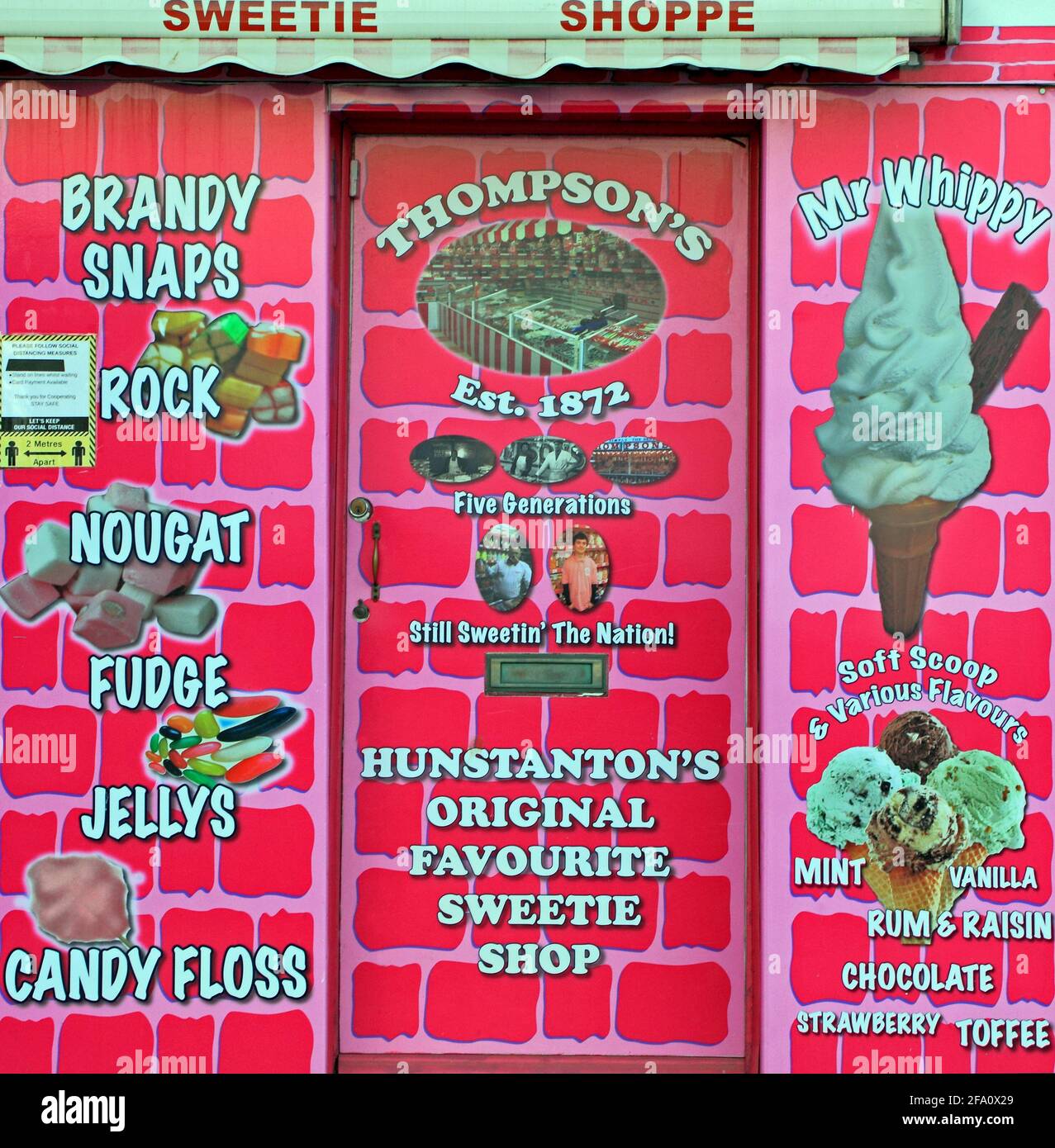 Thompson's Sweet Shop, Hunstanton, Norfolk,  England, detail Stock Photo