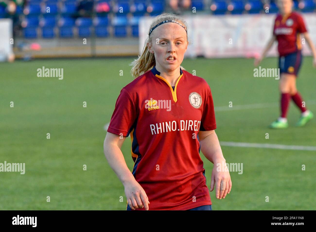 Cardiff, Wales. 21 April, 2021. Sophie Hancocks of Cardiff Met Women during the Welsh Premier Women's League match between Cardiff Met Women and Swansea City Ladies at the Cyncoed Campus in Cardiff, Wales, UK on 21, April 2021. Credit: Duncan Thomas/Majestic Media/Alamy Live News. Stock Photo