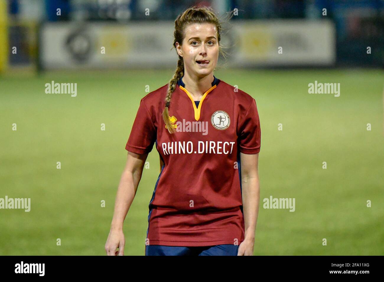 Cardiff, Wales. 21 April, 2021. Chloe O'Connor of Cardiff Met Women during the Welsh Premier Women's League match between Cardiff Met Women and Swansea City Ladies at the Cyncoed Campus in Cardiff, Wales, UK on 21, April 2021. Credit: Duncan Thomas/Majestic Media/Alamy Live News. Stock Photo