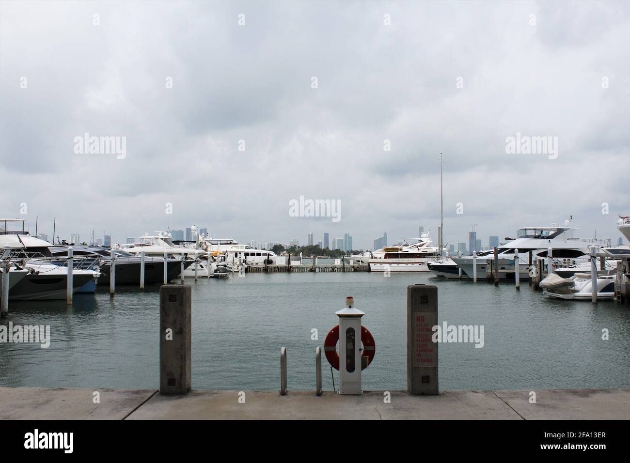 Sunset Harbour Yacht Club. Yachts parked and docked in Miami Beach, Florida. Stock Photo