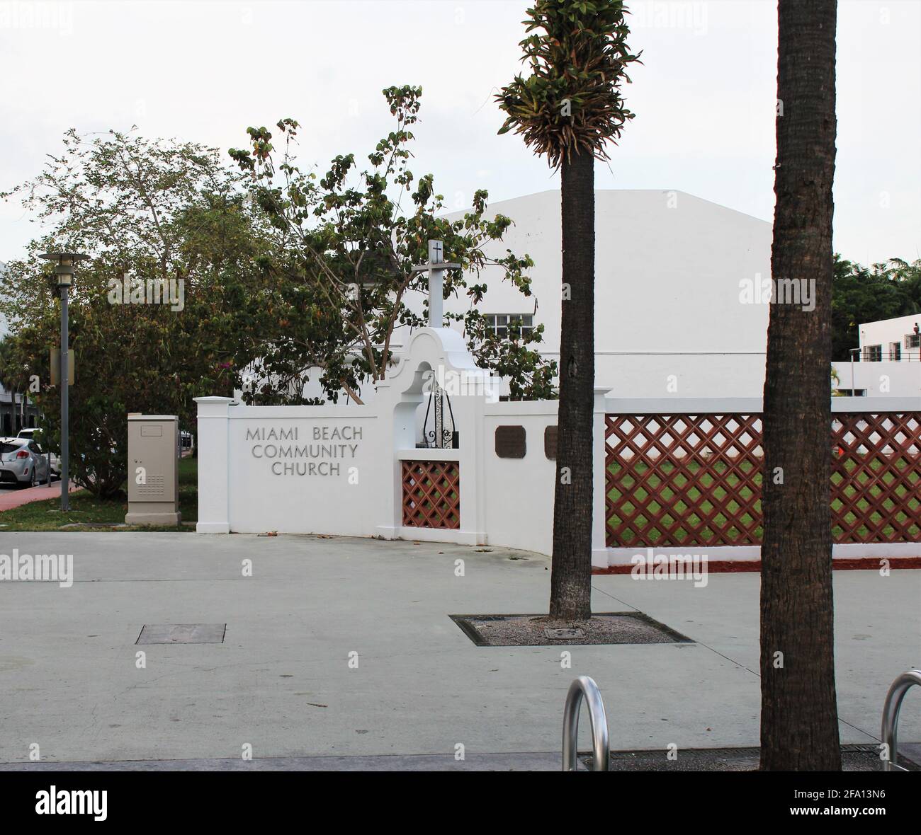 Facade of Miami Beach community Church on Lincoln Road in Miami Beach, Florida. Stock Photo