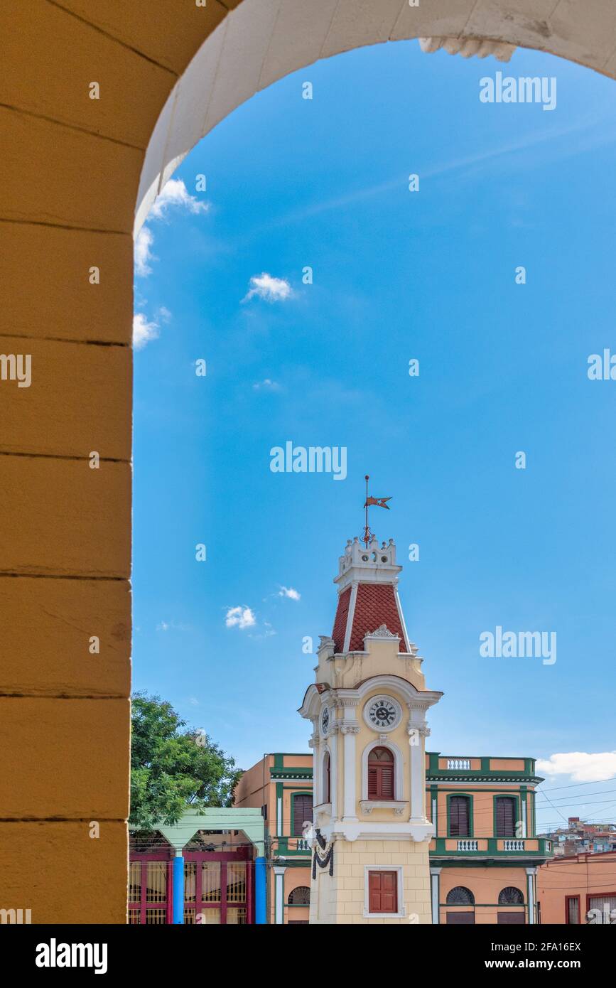 Clock tower in the Avenue of the Port, Santiago de Cuba, Cuba Stock Photo