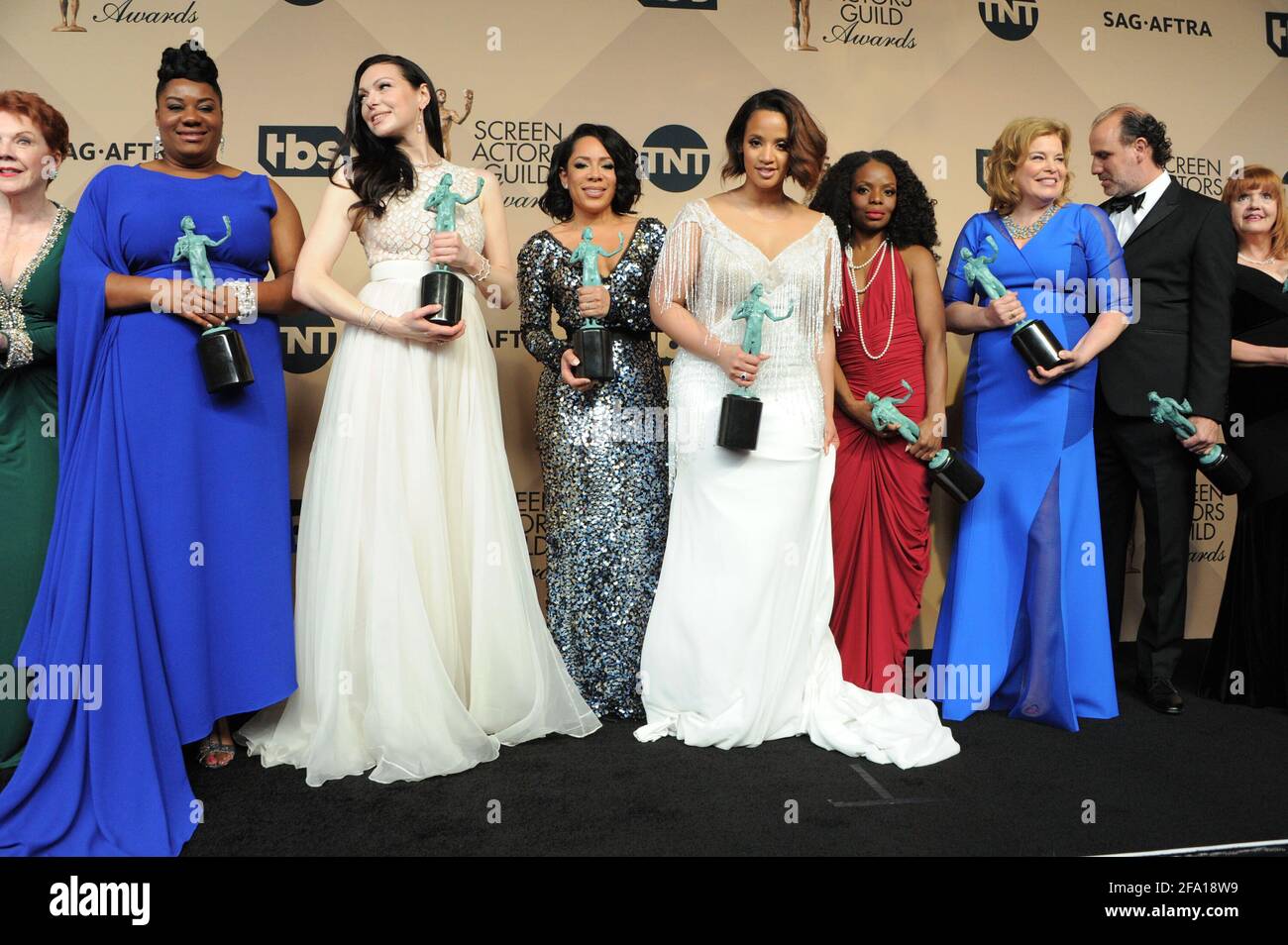 The cast of Orange Is The New Black in the press room during the 22nd