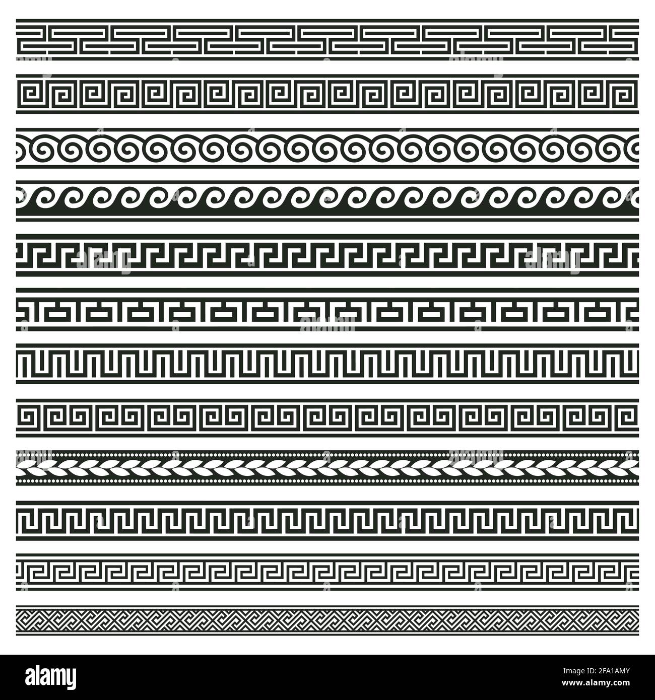 Ancient greek borders. Greek roman meander and wave decorative seamless