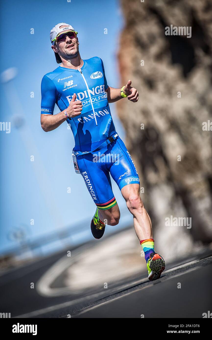 Mogan (Greater Canary Islands). Patrick Lange competing in the Mogan  Triathlon Challenge in 2018 Stock Photo - Alamy