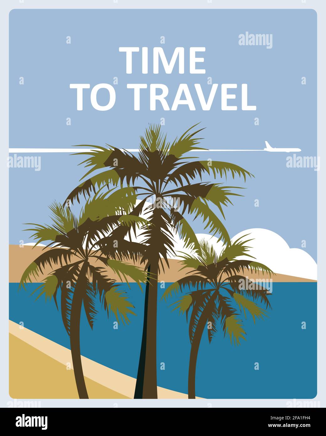 Time to Travel poster holiday summer tropical beach vacation. Ocean ...