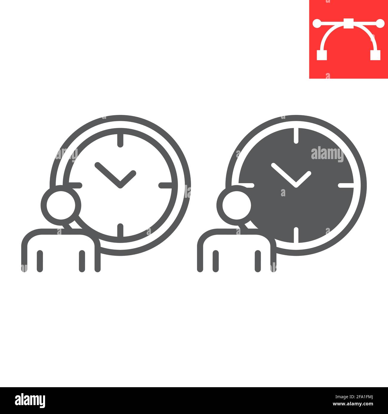 Time managment line and glyph icon Stock Vector
